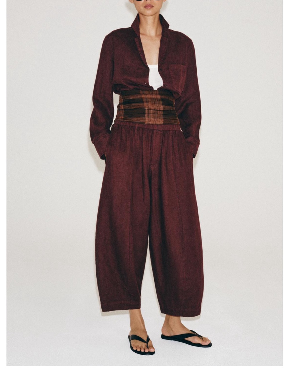 Linen barrel pant